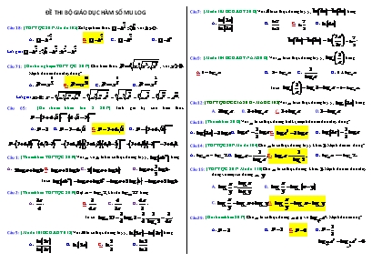 Bài tập ôn thi THPT Quốc gia môn Toán Hàm số mũ - Hàm số logarit